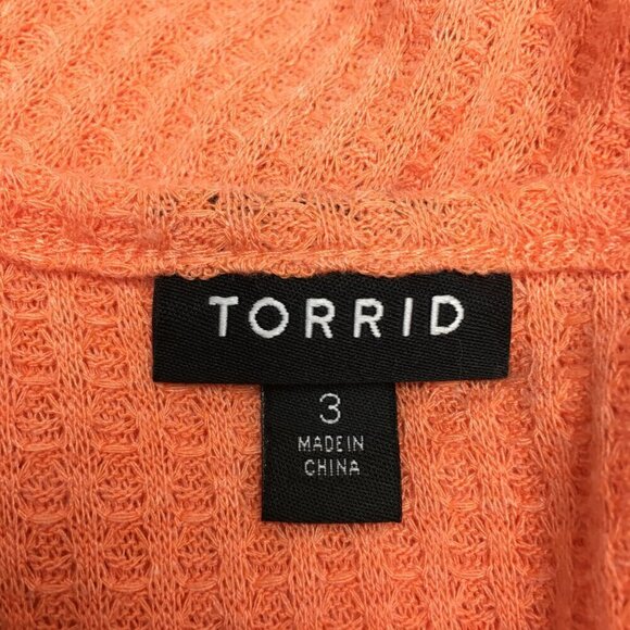 Torrid Women's Orange Tunic Top Crochet Neckline Waffle Knit Long Sleeves 3X - Picture 6 of 8